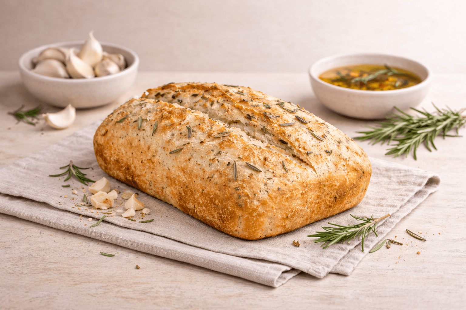 Pan de Ajo y Romero de masa madre